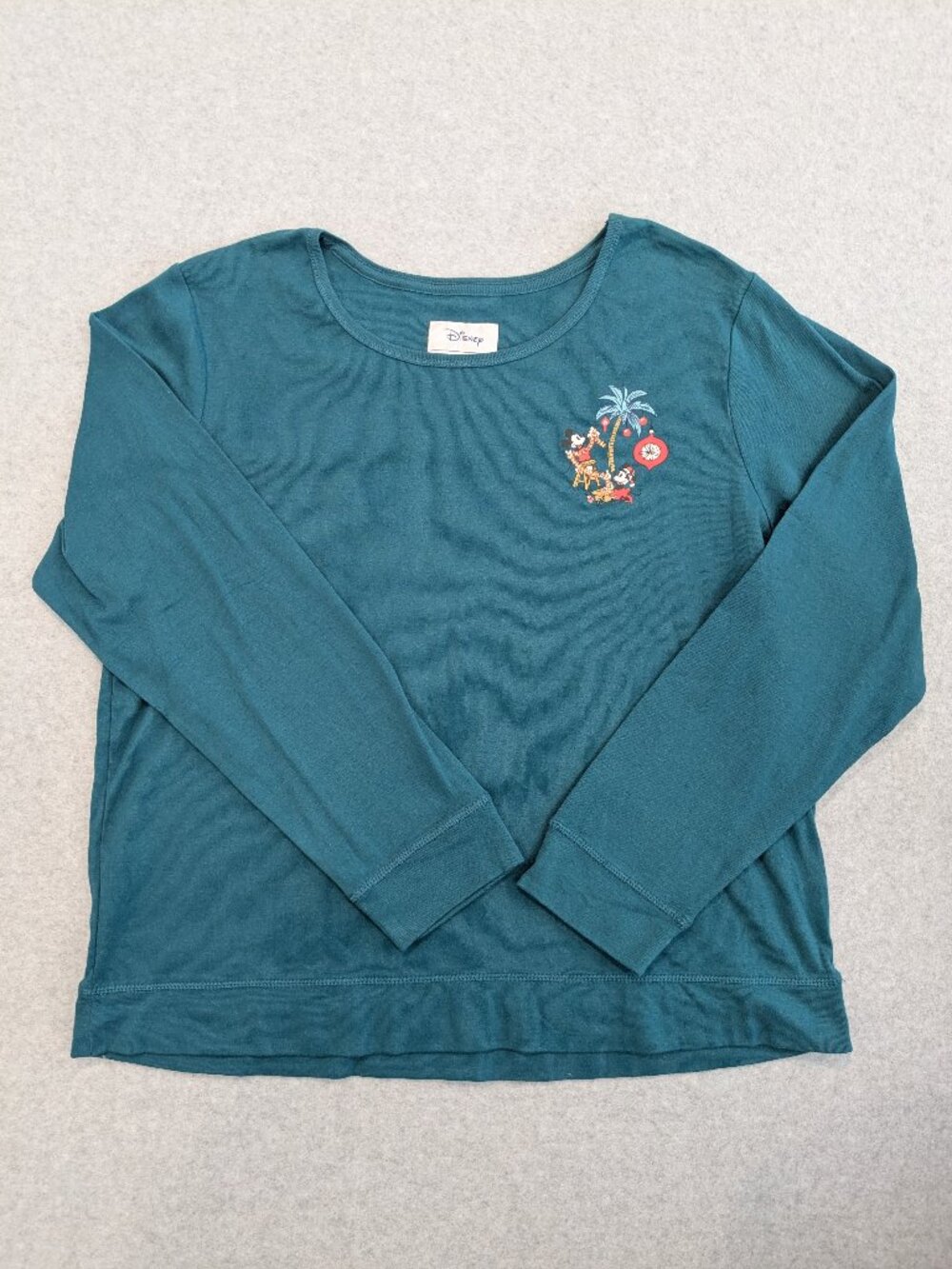 Tommy Bahama Shirt L Disney Mickey Tropical Holiday Retro Teal Long Sleeve Palm
